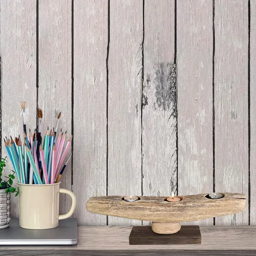 Vista 3 de Juego de 3 portavelas de madera para velas de té de madera rústica, soportes votivos, centros de mesa decorativos para bodas, fiestas, vacaciones