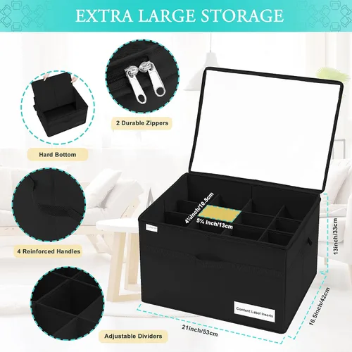 Vista 5 de Luvhomee Organizador de almacenamiento de zapatos, se adapta a 16 pares, caja organizadora de zapatos grande para armario, contenedores plegables