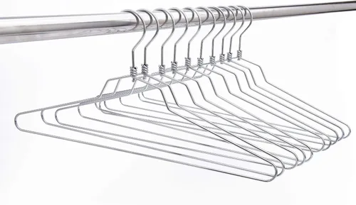 Vista 3 de Perchas de metal de calidad, gancho giratorio, acero inoxidable, resistente, ropa de alambre, 10 estándar, 17 pulgadas