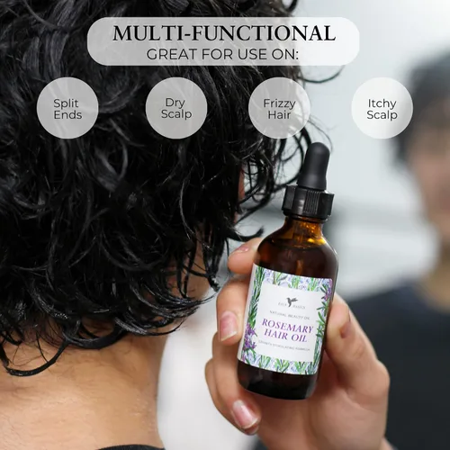 Vista 4 de Baja Basics Aceite de romero orgánico: crecimiento del cabello, hidratante para puntas abiertas y cuero cabelludo seco, fortalecimiento del cabello