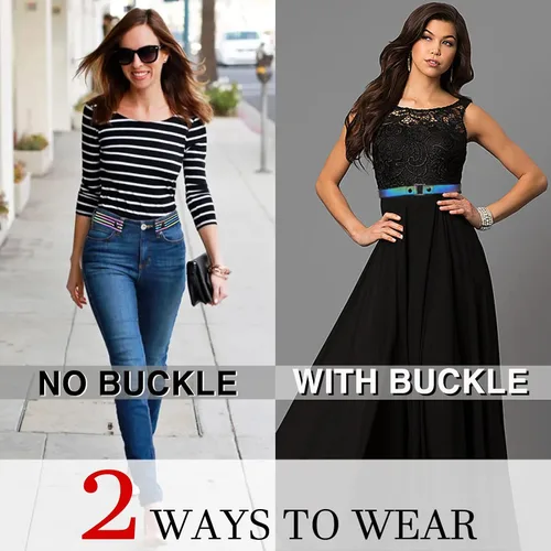 Vista 2 de XV Belts For Women With 6 Buckles Replaceable - Holographic Belt Plus Size Snap On Adjustable for Jeans Pants Dresses