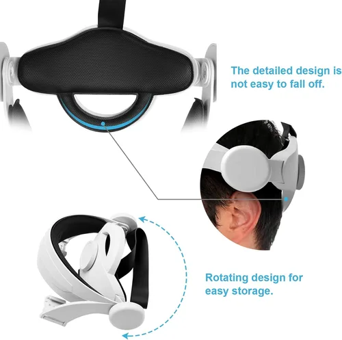 Vista 4 de HUAYUWA Adjustable Head Strap with Head Cushion for Oculus Quest 2 VR Accessories, Replacement for Elite Strap Comfortable Protective Headband