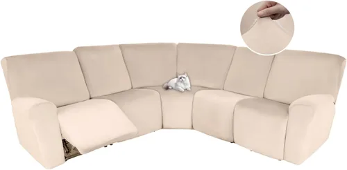 Vista 56 de HDCAXKJ Fundas de sofá seccional reclinable de terciopelo, cubierta de sofá seccional en forma de L, lavable, elástica, suave, para rincón
