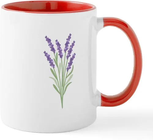 Vista 27 de CafePress Tazas de flores de lavanda 11 oz (11.0 fl oz) Taza de café de cerámica Blanco