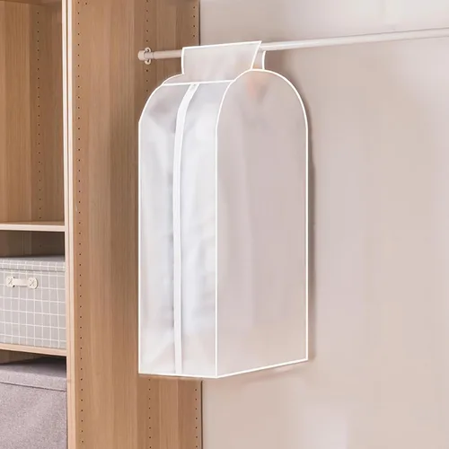 Vista 10 de Funda transparente para colgar ropa, transpirable y a prueba de humedad, a prueba de polvo y arrugas, capacidad gruesa, adecuada para perchas