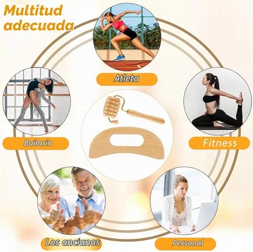 Vista 7 de Amylove Kit de maderoterapia 21 en 1, herramientas de masaje de terapia de madera, herramientas de terapia para esculpir el cuerpo, alivio del dolor