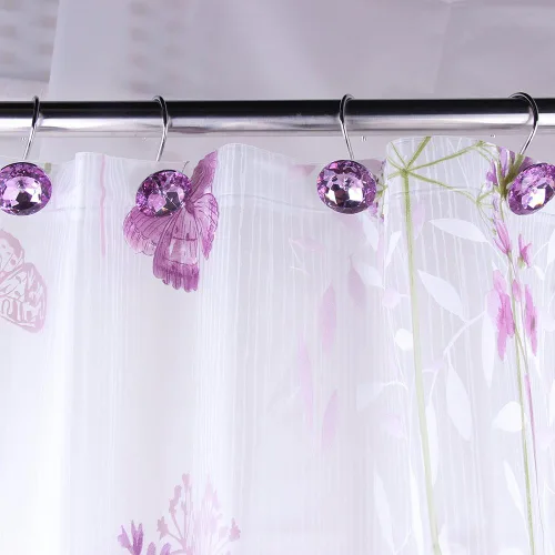 Vista 2 de Adwaita Ganchos decorativos para cortina de ducha, diamantes de imitación de cristal acrílico, juego de 12 (morado)