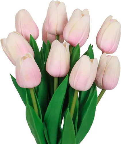Vista 9 de 10 tulipanes falsos rosas de poliuretano de imitación de tulipanes artificiales para decoración, ramo de primavera falso para decoración de flores
