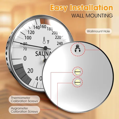 Vista 3 de Termómetro e higrómetro de sauna 2 en 1, monitor de humedad, accesorios de sauna para saunas de vapor infrarrojos, accesorios de sauna