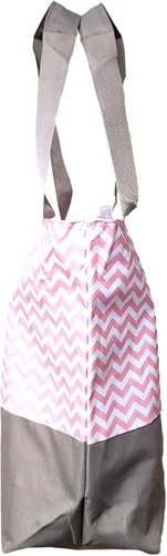 Vista 4 de Bolsa de fin de semana con estampado de cheurón XL con asas de malla y bolsillo exterior con cremallera