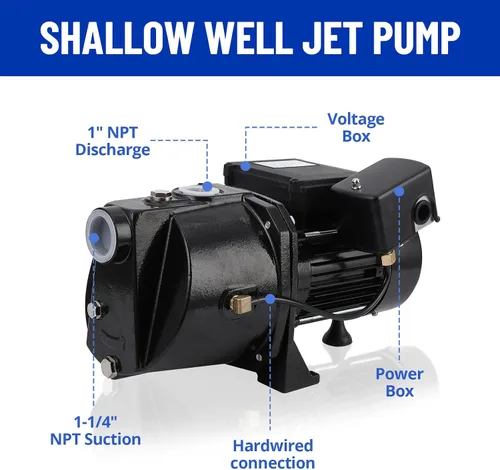 Vista 3 de GarveeTech Bomba de chorro de pozo poco profundo de 1.75 Hp, bomba de transferencia de agua de hierro fundido de 2070 GPH sobre el suelo