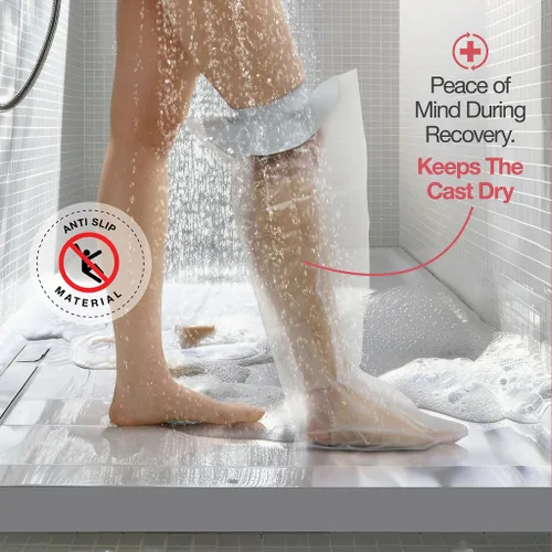 Vista 6 de Medical king Fundas de fundición 100% impermeables para patas de ducha, paquete de 2 fundas reutilizables para patas de ducha, protector de yeso