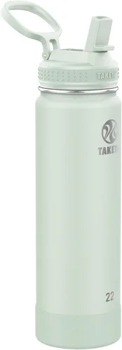 Vista 33 de Takeya Actives - Botella de agua con tapa con popote, duradera y de fácil cuidado, con aislamiento de acero inoxidable, tapa sin BPA con asa
