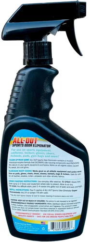 Vista 2 de All-Out Sports Spray eliminador de olores y desodorante Perfecto para guantes malolientes, sombreros, bolsos, cascos, camisetas, almohadillas