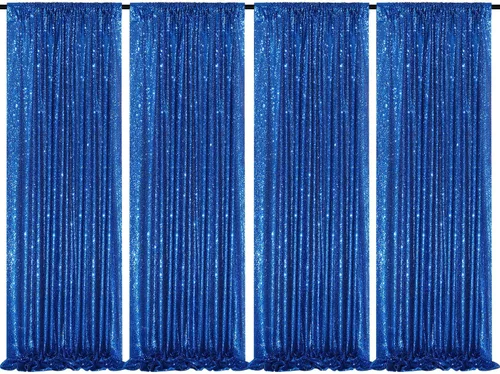 Vista 72 de 2 cortinas de 2 x 8 pies de lentejuelas con brillantina para marco de fotografía, para fiestas o fondos de fotografía