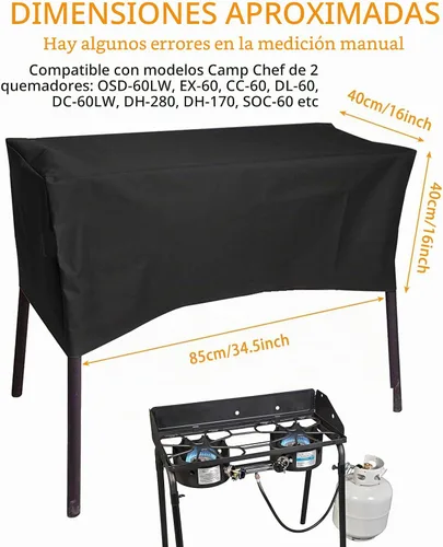Vista 2 de Cubierta resistente para estufa de patio, cubierta de parrilla de 2 quemadores para exteriores para estufa Camp Chef de 2 quemadores EX60P, EX60LW