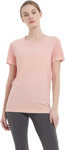 Vista 7 de Hooxum Camisetas básicas para mujer, cuello redondo, manga corta, secado rápido, camisetas de entrenamiento para yoga