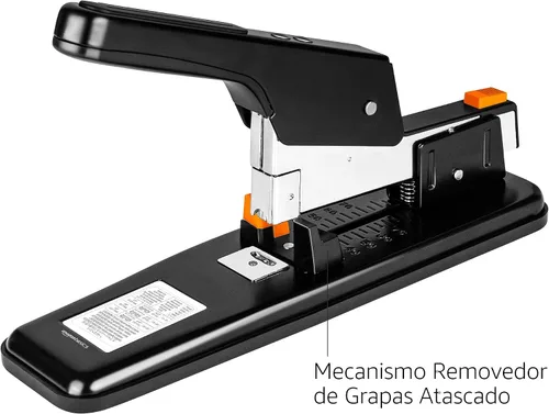 Vista 4 de Amazon Basics Engrapadora resistente, 90 hojas de alta capacidad, engrapadora de oficina grande con 1000 grapas, color negro