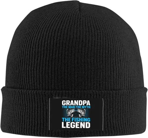 Vista 2 de LIFANGMI Grandpa The Man The Myth The Fishing Legend Beanie Hat for Men Women Soft Cozy Skull Cap Winter Warm Knit Hats