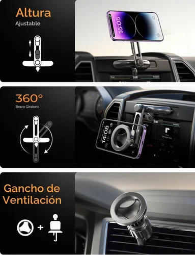 Vista 2 de LISEN Magsafe Soporte de teléfono para CD MagSafe para montaje en automóvil [ángulo ajustable] Soporte magnético para teléfono para iPhone Magsafe