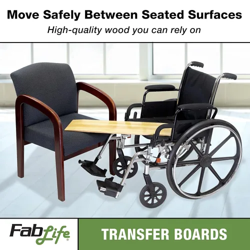 Vista 2 de Generic 50-3000 FabLife Deluxe - Tabla de transferencia de madera dura para fácil transferencia de pacientes, 8 x 24 pulgadas