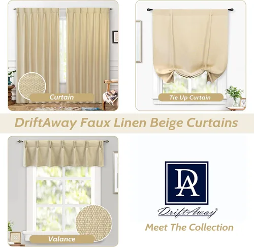 Vista 5 de DriftAway Cortinas opacas plisadas de 84 pulgadas de largo, juego de 2 paneles de cortinas de lino texturizadas para dormitorio, sala de estar