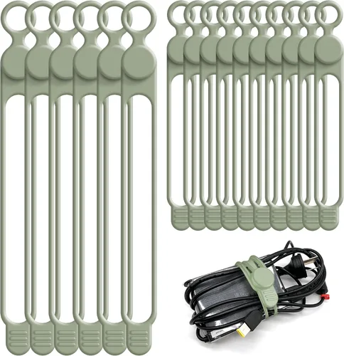 Vista 13 de Bridas de silicona para cables, organizador de cables (16 negro (16pcs-Black)