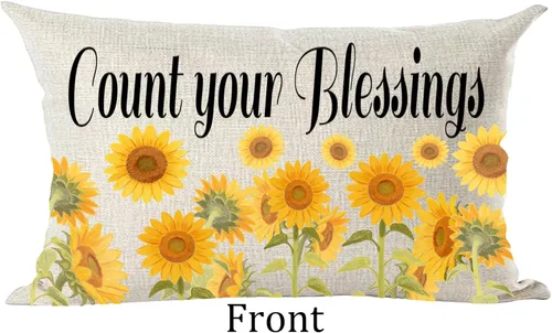 Vista 2 de Ramirar Funda de almohada lumbar decorativa con diseño de girasoles amarillos con diseño de girasoles amarillos, para el hogar, sala de estar, cama