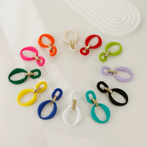 Vista 5 de Aretes rectangulares de acrílico, cuadrados acrílicos, ovalados, aretes de gota para mujer