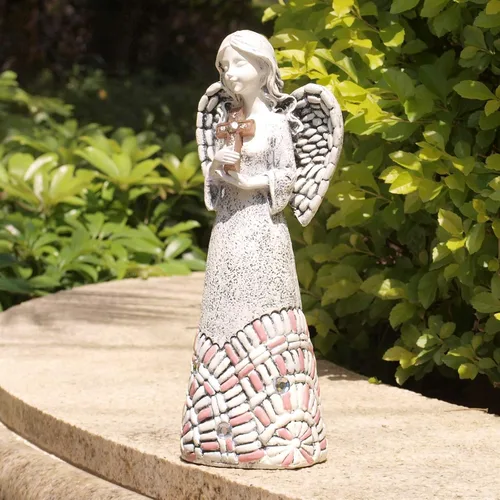Vista 9 de Estatuas de jardín de ángeles, decoración solar al aire libre, regalos para mujeres, cruz oración para cementerio, patio trasero, decoración