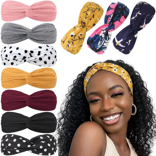 Vista 9 de DRESHOW - Paquete de 10 diademas para mujer con diseño entrecruzado vintage, estilo bohemio, trenzadas, elásticas, accesorios para el cabello