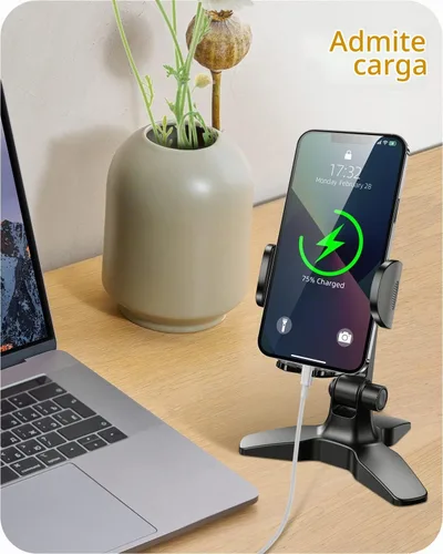 Vista 5 de APPS2Car Soporte de teléfono resistente, soporte de escritorio ajustable para videollamadas, compatible con teléfonos inteligentes de 4.7 a 6.8