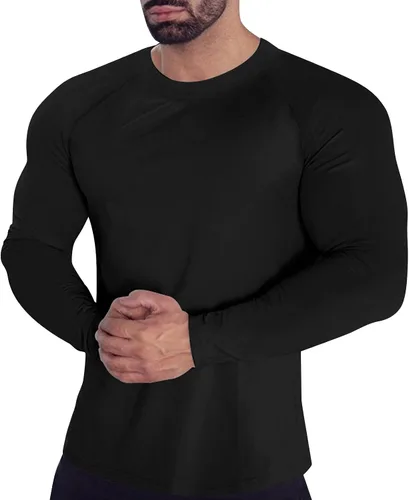 Vista 80 de Camisas de compresión atléticas de manga larga para hombre, capa base, camisa de entrenamiento atlético, camisas de compresión, camisetas deportivas