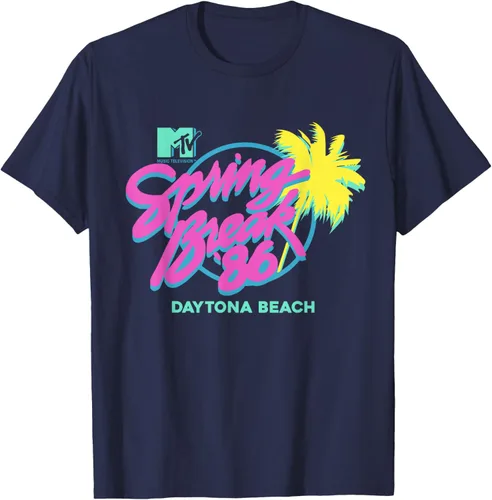 Vista 29 de MTV Camiseta de cuello redondo de ajuste clásico - Spring Break Daytona Beach, negro, adulto, manga corta, algodón y poliéster