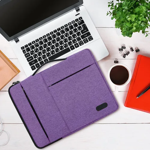 Vista 7 de Funda para portátil de 13.3-14 pulgadas, impermeable, duradera, 360°, funda de transporte con asa portátil, maletín de negocios compatible