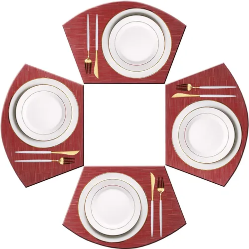 Vista 47 de PIGCHCY Juego de 4 manteles individuales en forma de cuña para mesa de comedor, tejido cruzado, lavables, resistentes al calor, manteles Bambúes