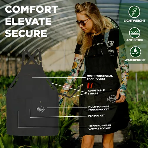 Vista 4 de FARMER'S DEFENSE Lightweight Garden Apron with Canvas Pockets