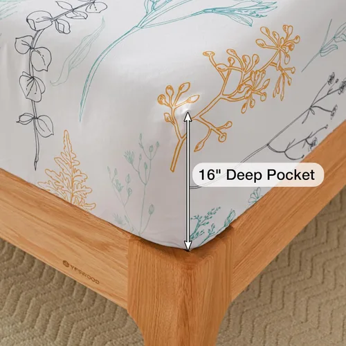 Vista 3 de Yibeizi - Juego de sábanas con estampado floral para cama de tamaño queen, sábanas de microfibra con patrón botánico boho, fundas para almohada