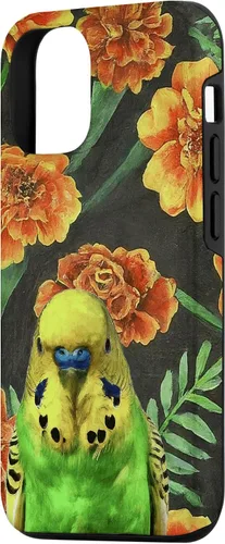 Vista 2 de Funda con patrón de flores vintage para iPhone 15 Budgie Orange Yellow Marigolds