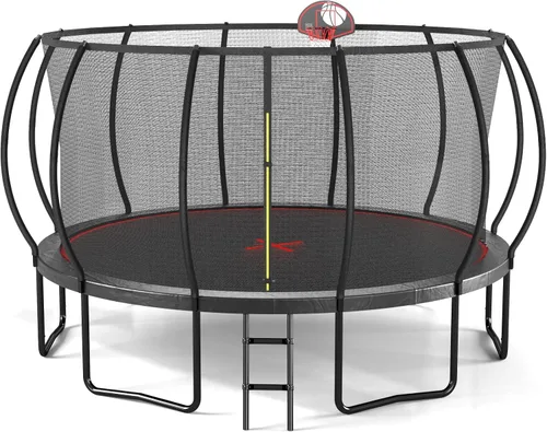 Vista 9 de SkyBound Trampolín con postes acolchados de seguridad curvos – Trampolines grandes aprobados por ASTM para exteriores para niños y adultos