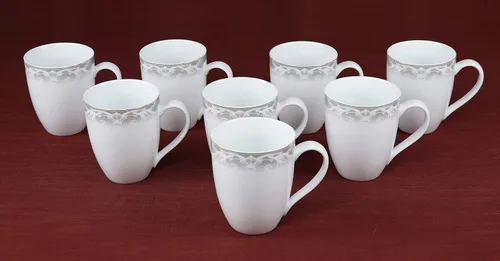 Vista 5 de Elegante y elegante juego de vajilla de porcelana de hueso de 50 piezas para organizar fiestas y eventos para 8 personas, cachemira, 50 piezas