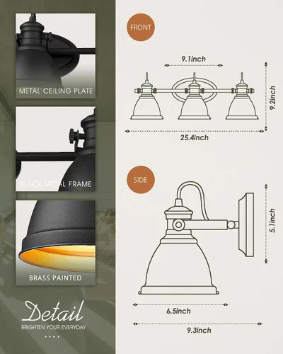 Vista 4 de Lámpara colgante moderna, juego de 2 lámparas colgantes, 3 luces montadas en la pared sobre el espejo