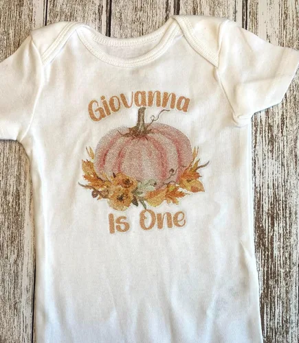 Vista 3 de First Birthday Pumpkin Baby Girl Personalized Name Bodysuit This Pumpkin is One Optional Accessories