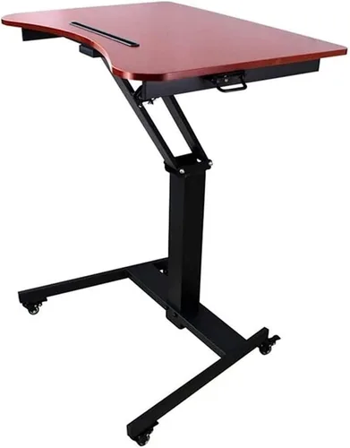 Vista 3 de TOEWOE Escritorio móvil de pie, escritorio con ruedas de altura ajustable, escritorio móvil para laptop, escritorio para computadora sentado de pie