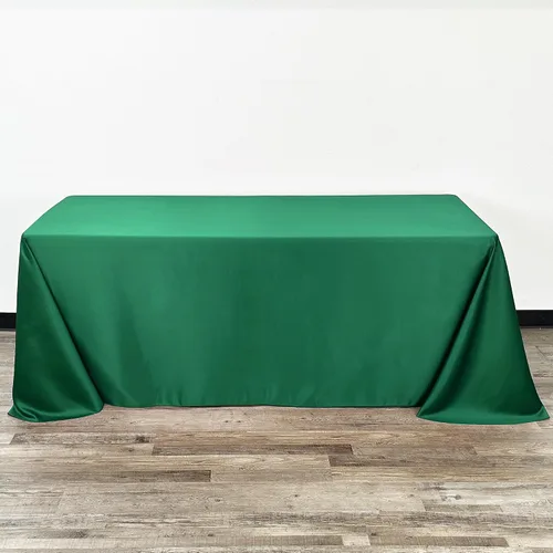 Vista 2 de YOUR CHAIR COVERS - Mantel rectangular L'Amour de 90 x 132 pulgadas - Mantel de boda prémium para mesas rectangulares de banquete de 6 pies - Verde