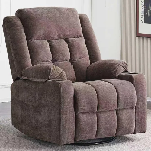 Vista 8 de Ketaiyou Silla reclinable giratoria eléctrica para adultos con masaje y calor, puertos USB y tipo C, posición infinita, sillón reclinable eléctrico
