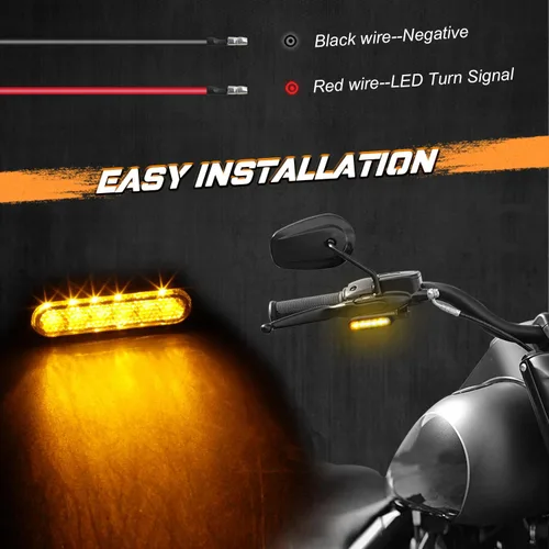 Vista 2 de NTHREEAUTO Señales de giro LED de manillar Mini intermitentes de motocicleta Luz marcadora de barra de manillar Compatible con Harley Dyna Sportster
