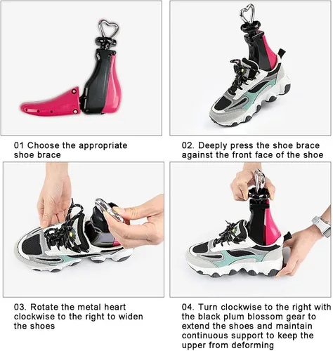 Vista 4 de Pimigiob Camillas de zapatos Par de ampliadores de zapatos ajustables de 4 vías para estirar longitud ancho altura para pies anchos expansor