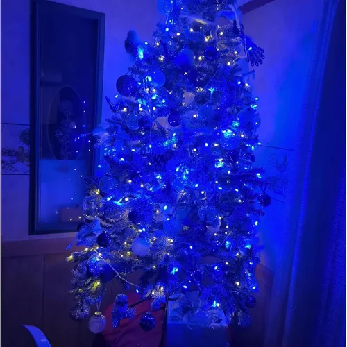 Vista 5 de Luces de Navidad azules enchufables de 66 pies, 200 luces LED conectables para árbol de Navidad, 8 modos de luces de cadena para interiores