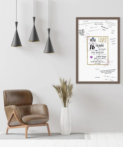 Vista 7 de Póster de libro de invitados para fiesta de cumpleaños número 16, pancarta de decoración de centro de mesa para mujeres u hombres que cumplen 16